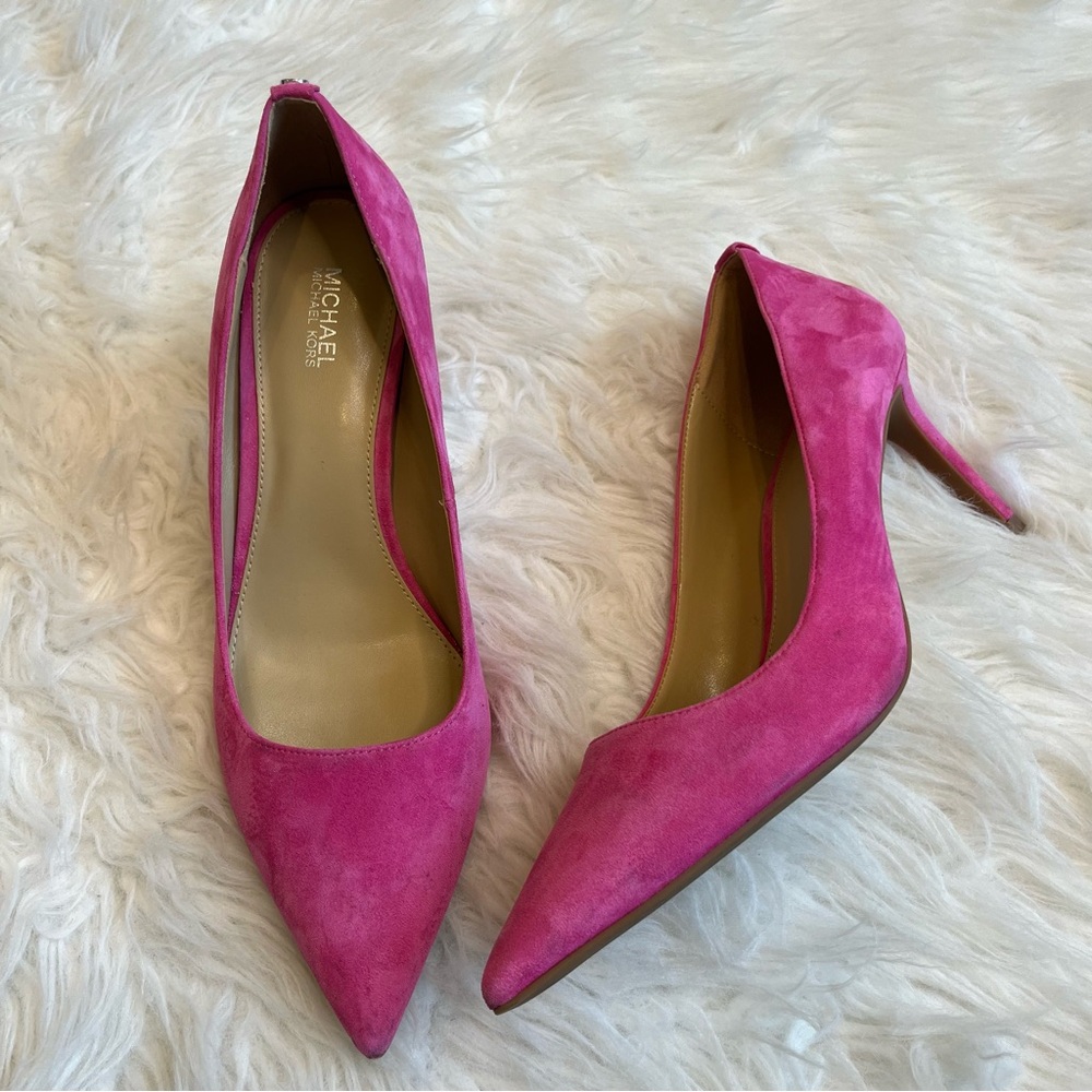 MICHAEL Michael Kors Bright Pink Suede Heels, style PV22E, size 8.5